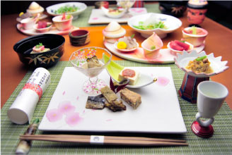 彩り鮮やかな別邸笹音の京会席如月料理
